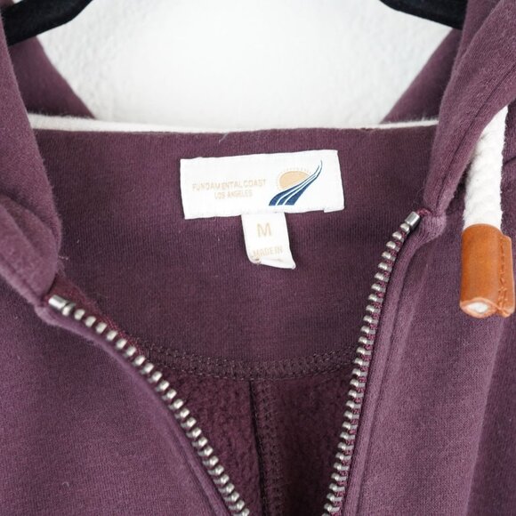 Fundamental‎ Coast Maroon 1/4 Zip Hoodie Size M Cozy Cotton Blend Pullover - Picture 4 of 9